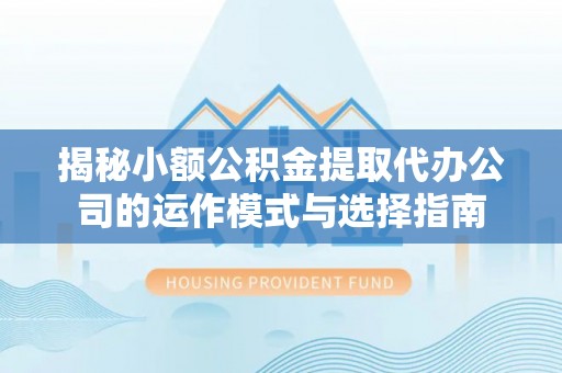 禹州揭秘小额公积金提取代办公司的运作模式与选择指南
