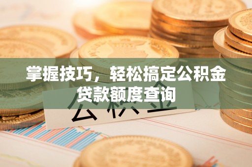 禹州掌握技巧，轻松搞定公积金贷款额度查询